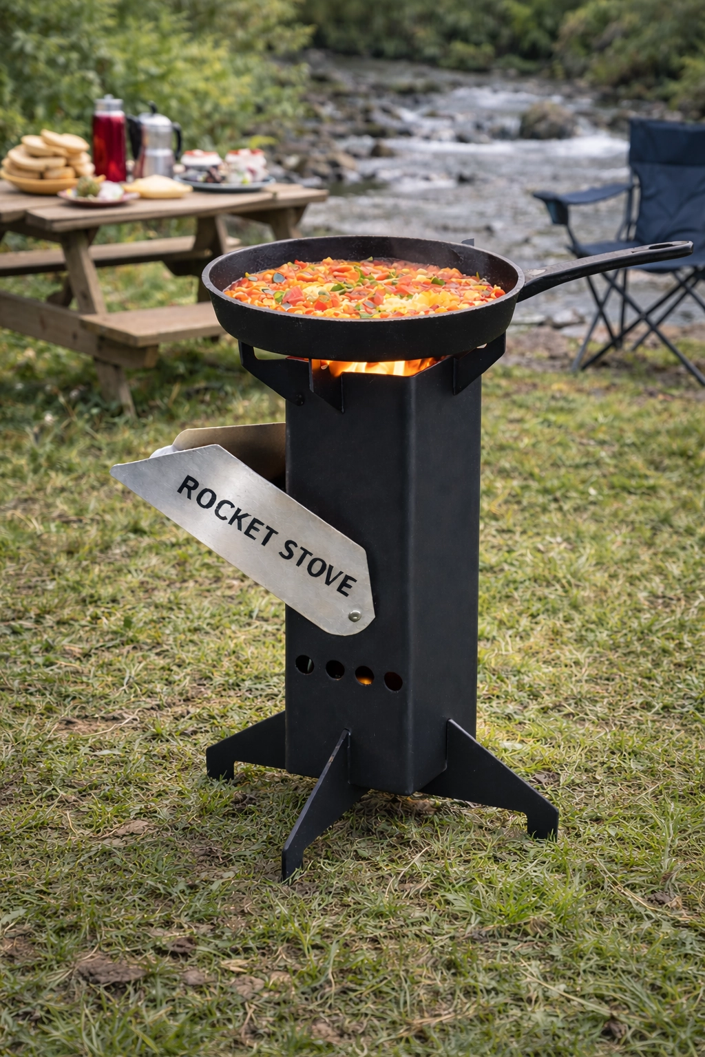 Roket Soba, Rocket Stove, Kamp Ocağı, Odunlu Kamp Sobası Çantalı