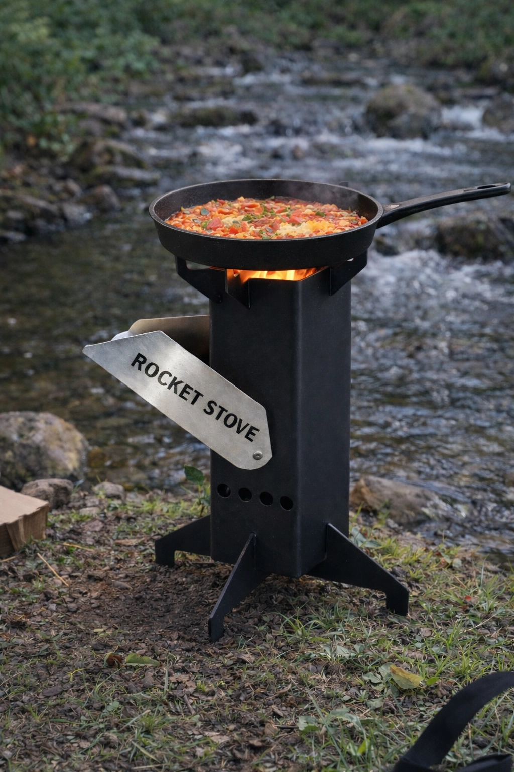 Roket Soba, Rocket Stove, Kamp Ocağı, Odunlu Kamp Sobası Çantalı