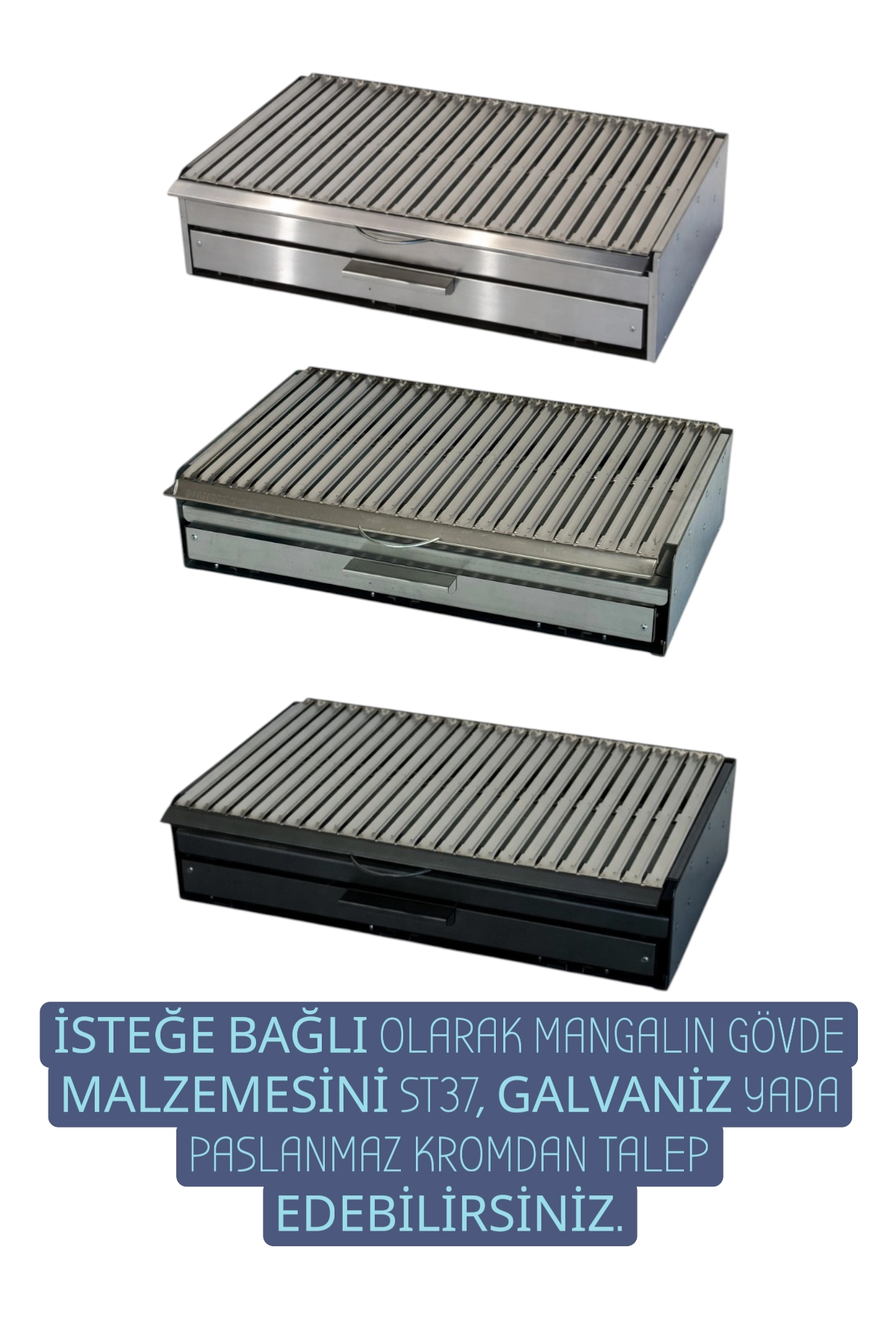 Kül Çekmeceli ve Paslanmaz Oluklu Izgaralı Mangal - Taş Barbekülere Özel
