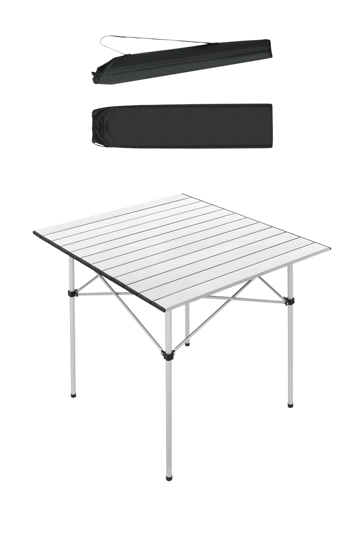 Katlanabilir Alüminyum  Kamp ve Piknik Masası, Omuz Askılı Taşıma Çantasıyla XL, Gümüş Renk