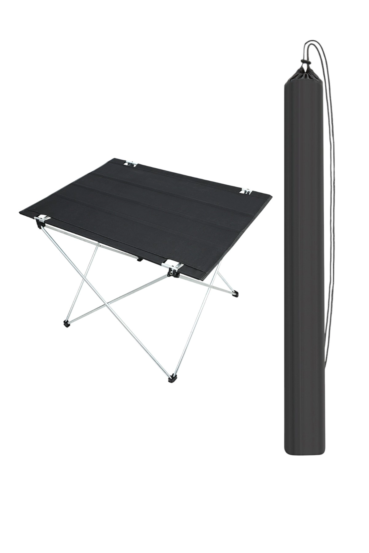 Katlanabilir Kumaş Kamp Ve Piknik Masası , Siyah Renk, Geniş Model  73 X 55 X 48 cm , Çantalı