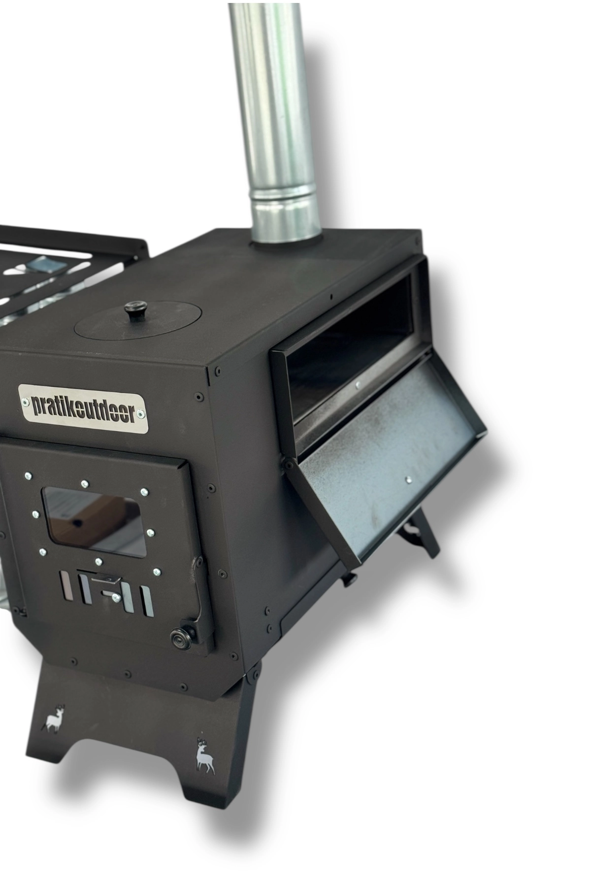 Kurutmalıklı Kuzineli ve Katlanır Ayaklı Kamp ve Çadır Sobası - Çantalı Ful Set