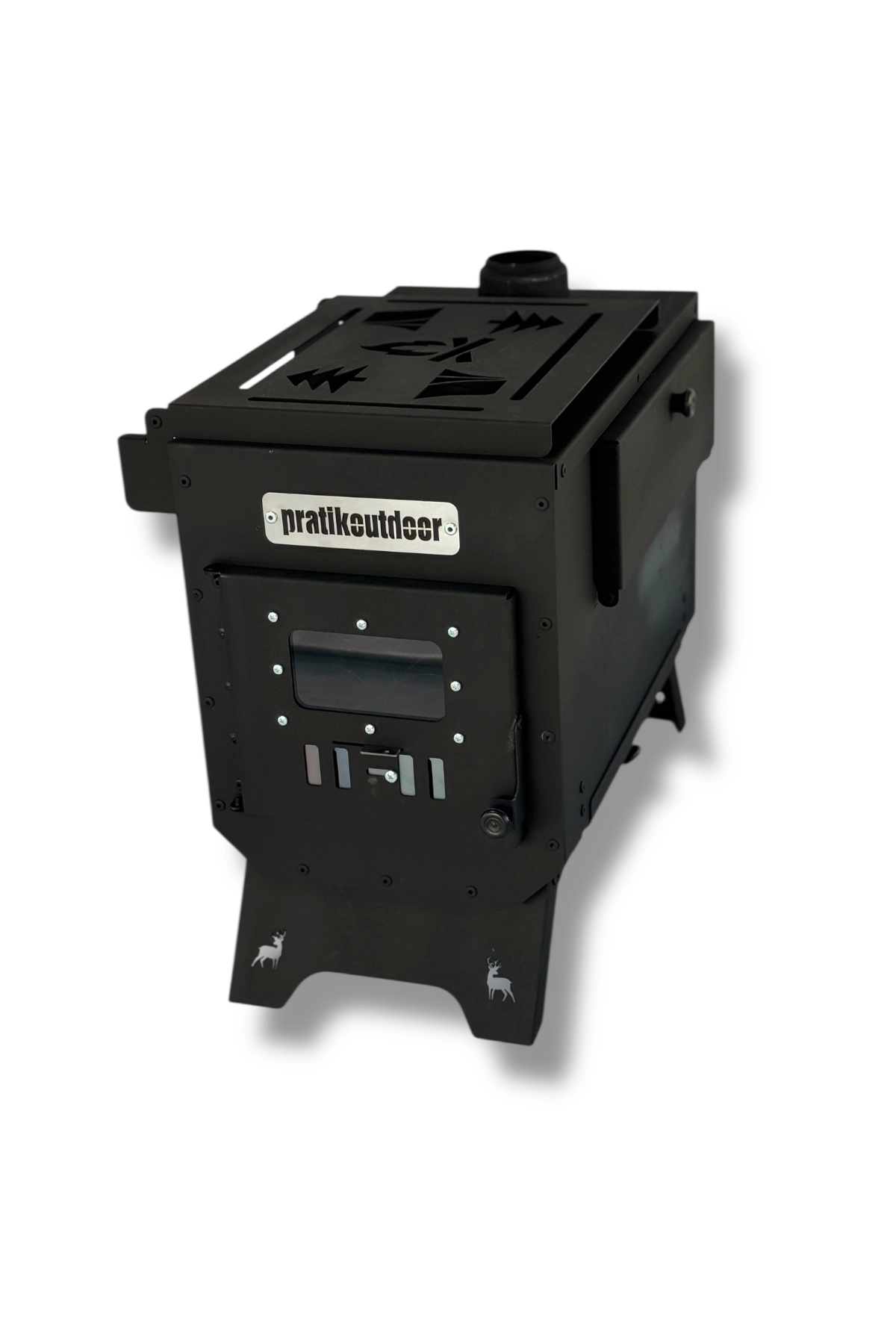 Kurutmalıklı Kuzineli ve Katlanır Ayaklı Kamp ve Çadır Sobası - Çantalı Ful Set