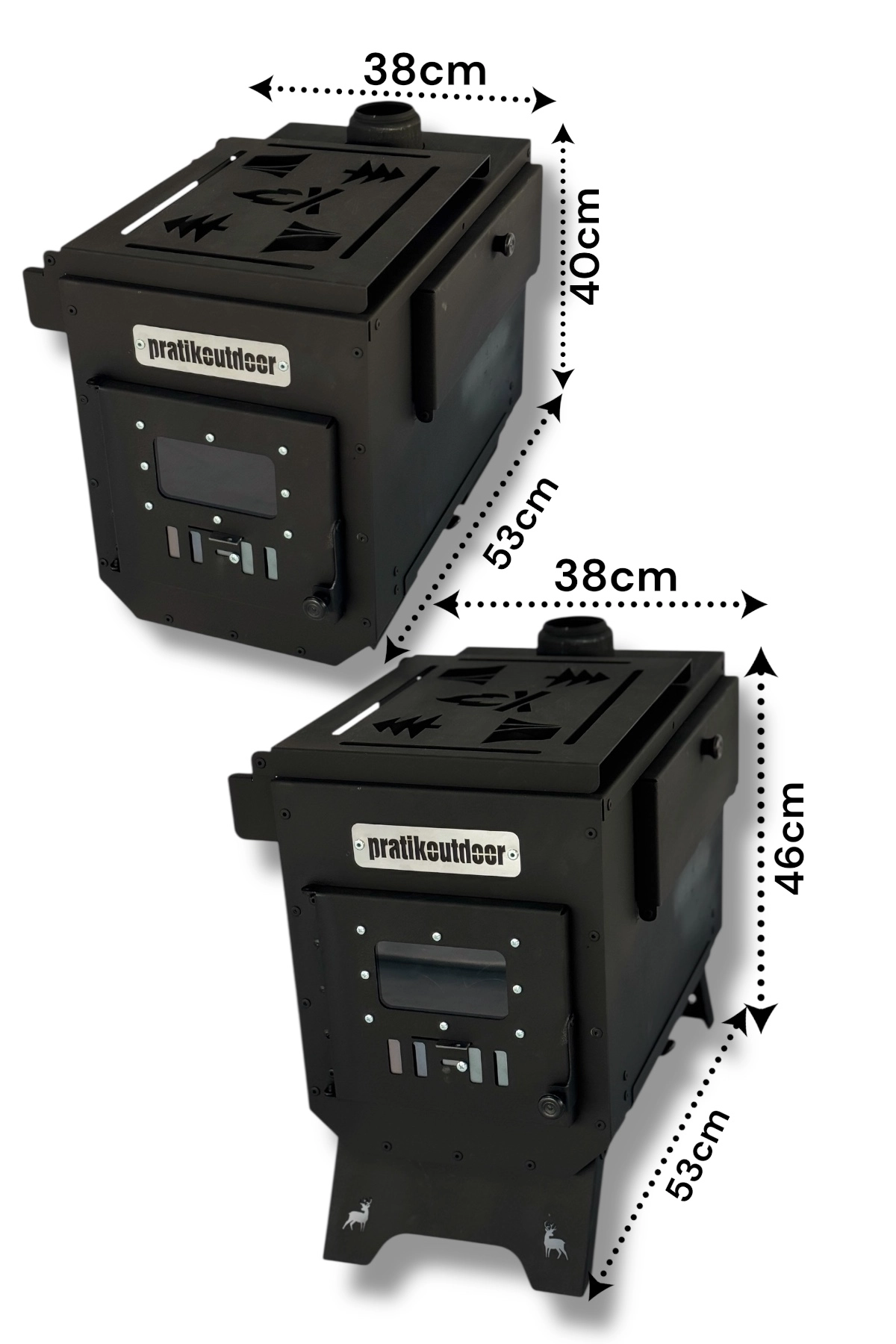 Kurutmalıklı Kuzineli ve Katlanır Ayaklı Kamp ve Çadır Sobası - Çantalı Ful Set