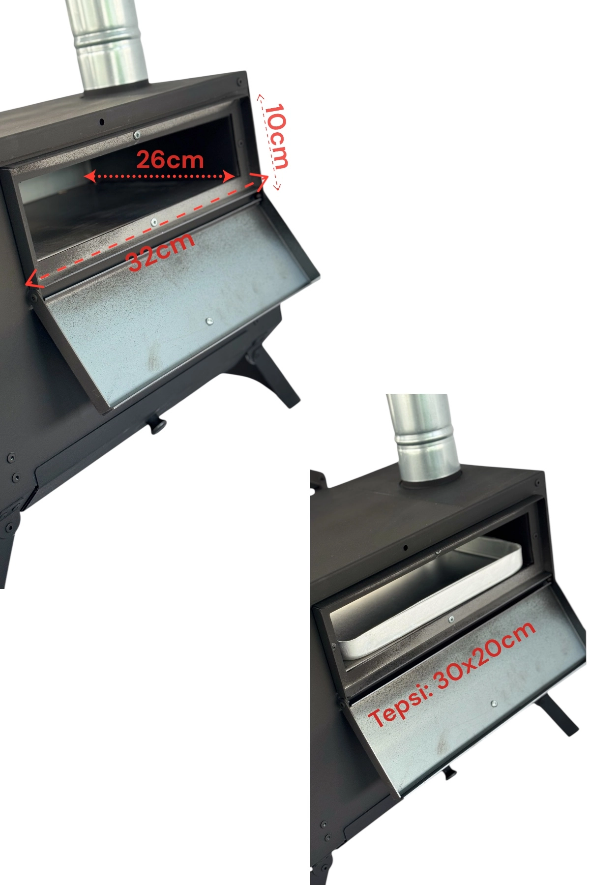 Kurutmalıklı Kuzineli ve Katlanır Ayaklı Kamp ve Çadır Sobası - Çantalı Ful Set
