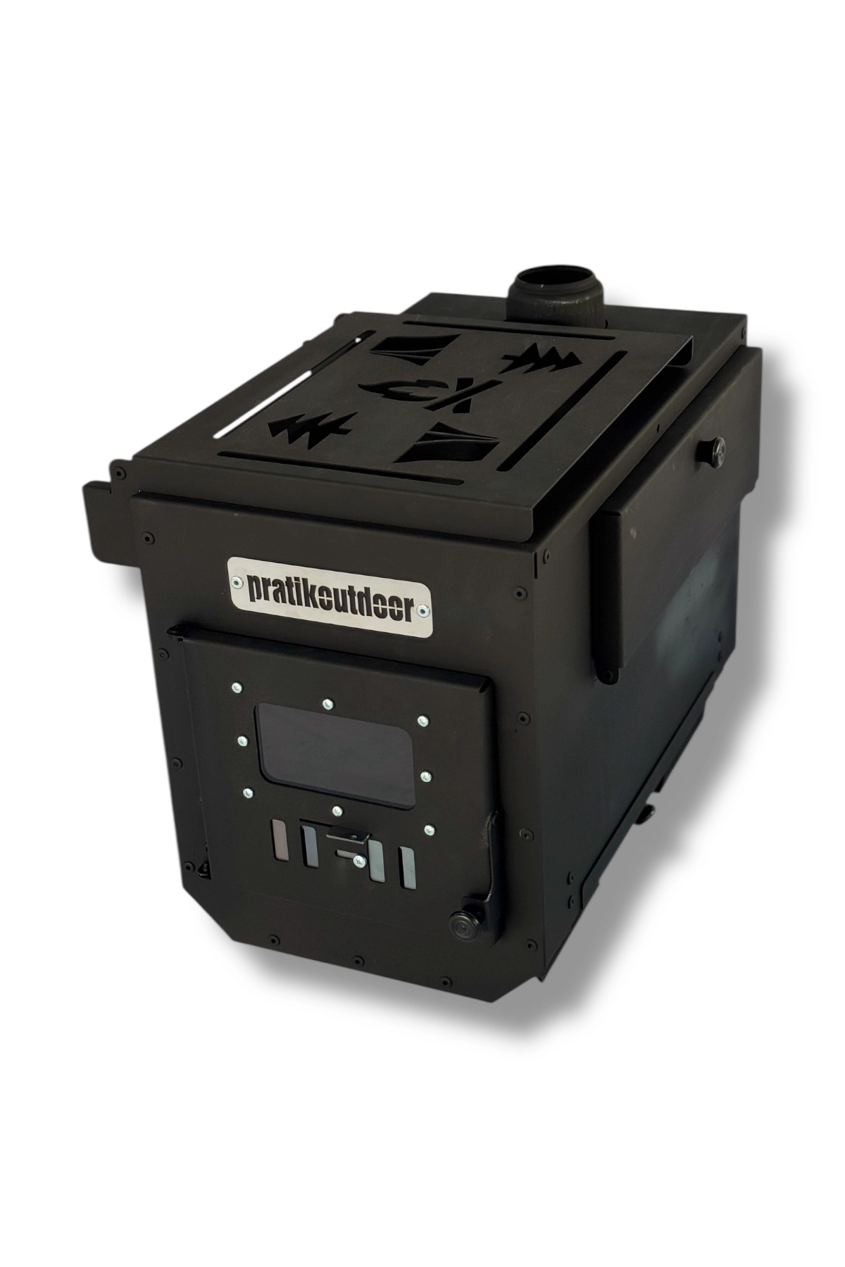 Kurutmalıklı Kuzineli ve Katlanır Ayaklı Kamp ve Çadır Sobası - Çantalı Ful Set