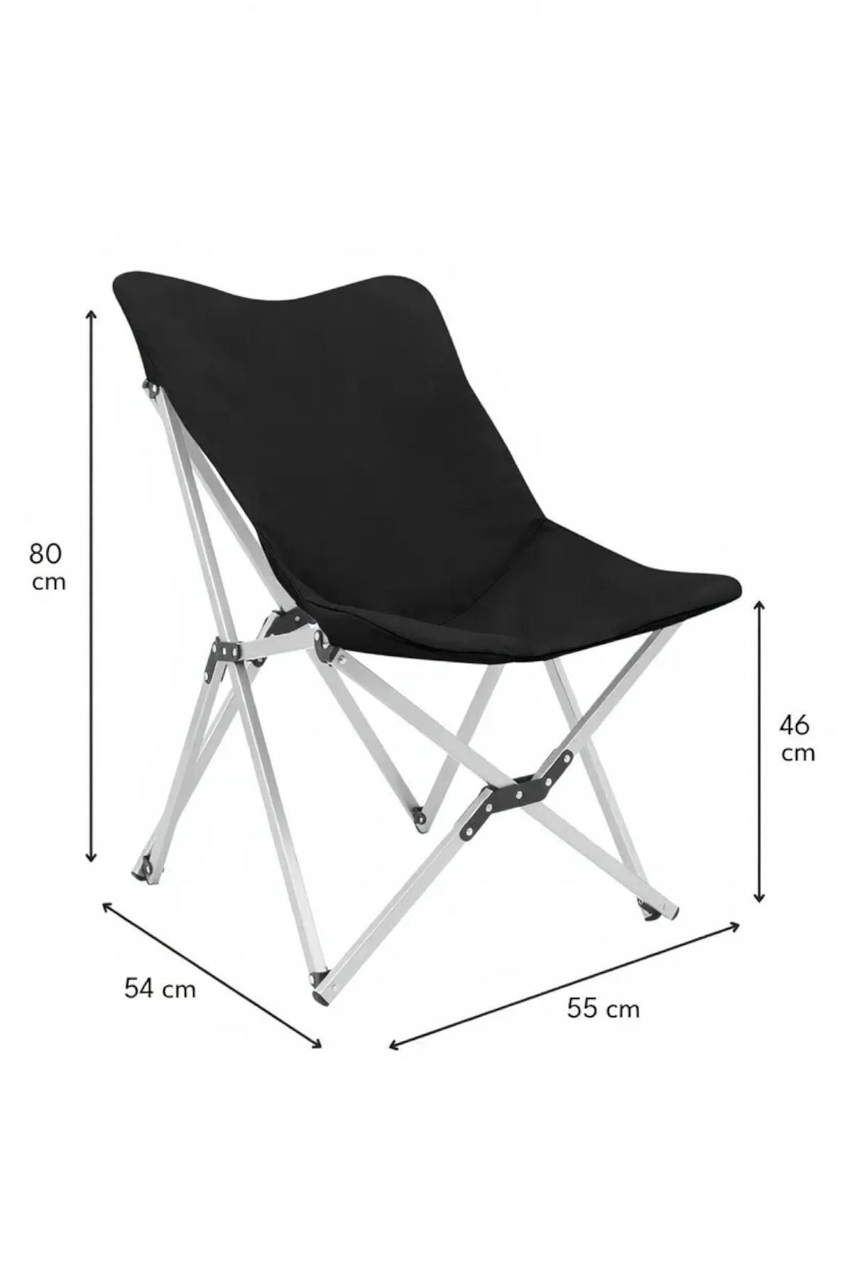 Katlanabilir Lüx Kamp ve Piknik Sandalyesi - Kalın Alüminyum İskelet - Taşıma Çantalı - Siyah