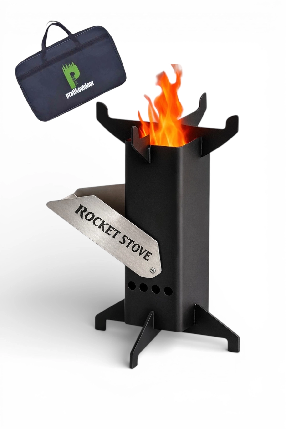 Roket Soba, Rocket Stove, Kamp Ocağı, Odunlu Kamp Sobası Çantalı