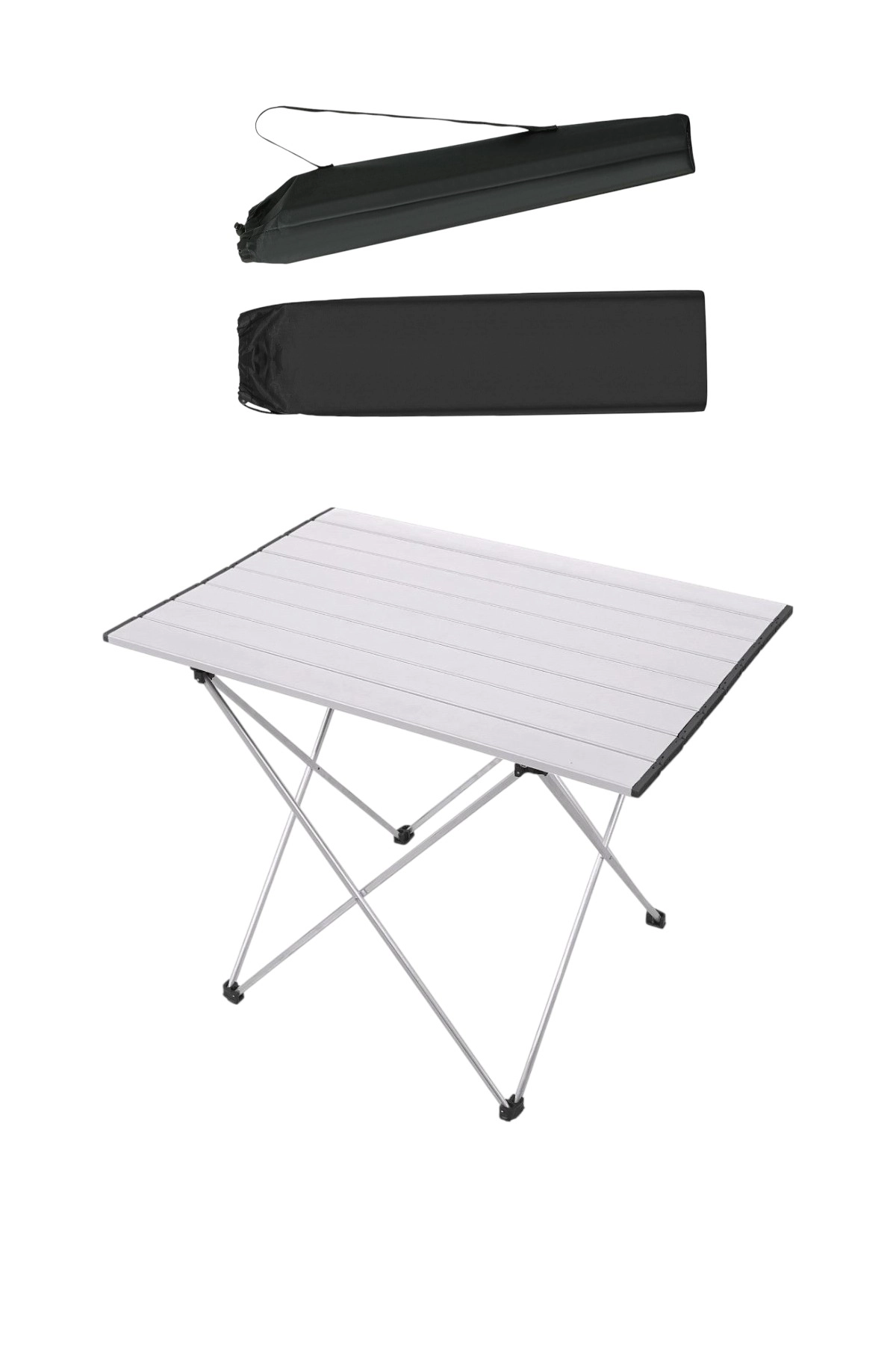 Katlanabilir Alüminyum Kamp Ve Piknik Masası, Gümüş Renk, Geniş Model, 66 X 47 X 51 cm, Çantalı
