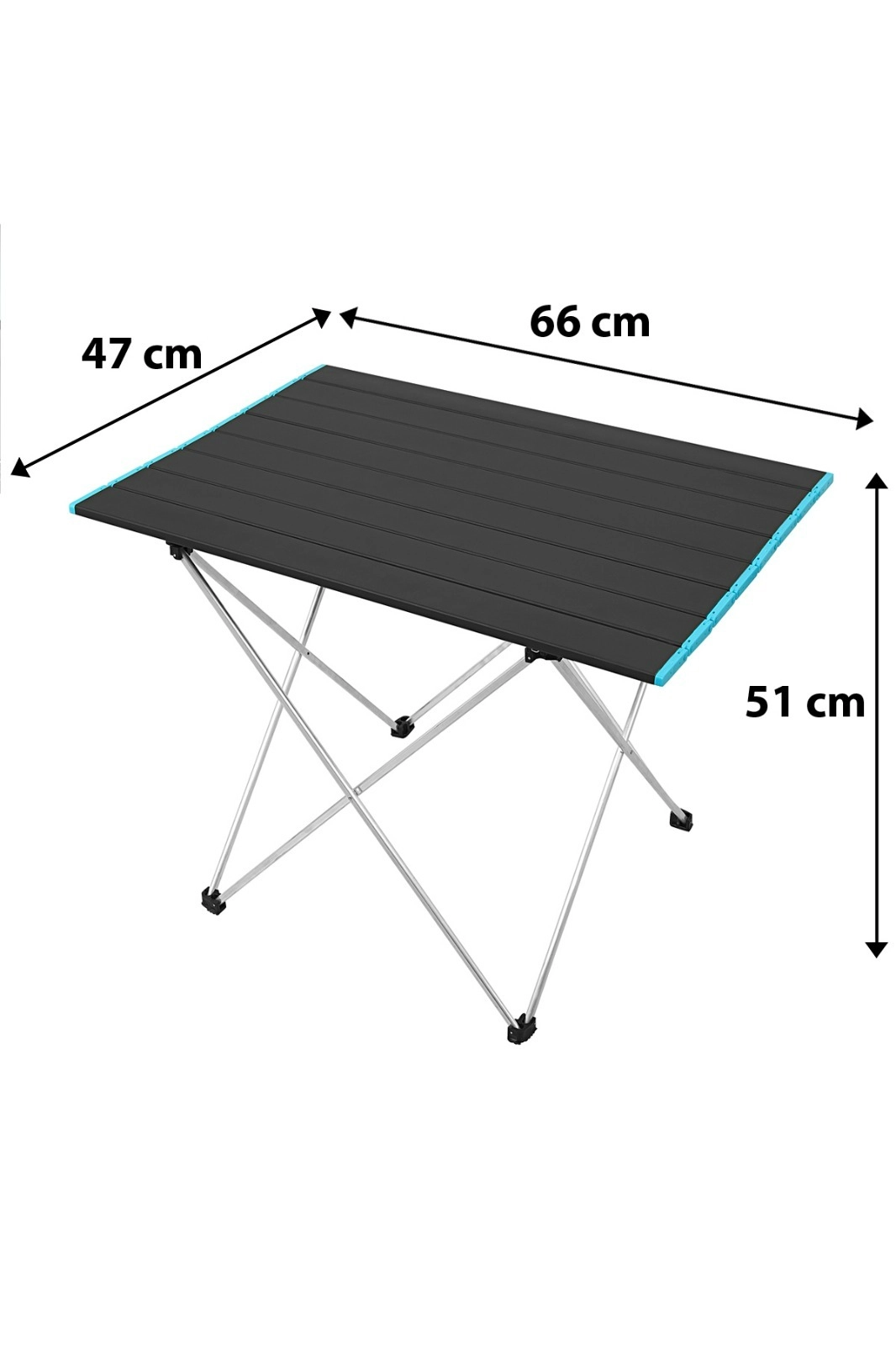 Katlanabilir Alüminyum Kamp Ve Piknik Masası, Siyah Renk, Geniş Model  66 X 47 X 51 cm, Çantalı